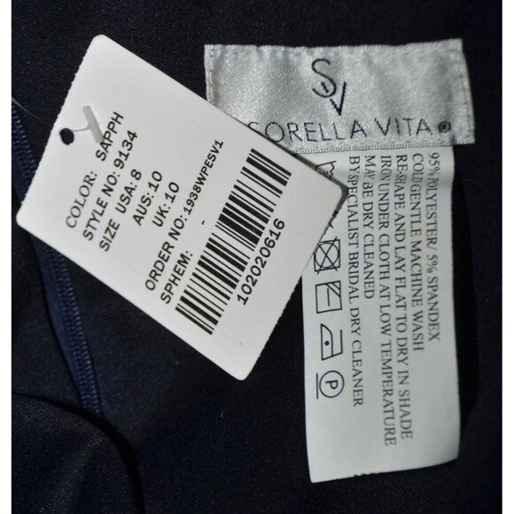 NWT Sorella Vita 9134 Navy Sapphire Blue Size 8 Bridesmaid Dress FIts XS/S Maxi - Picture 9 of 11